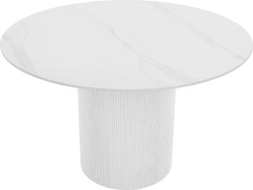 Étkezőasztal, fehér márvány/MDF, átmérő 120 cm, MAHIR TYP 1