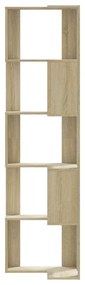 5 szintes sonoma tölgy szerelt fa sarok könyvespolc 50x50x179cm