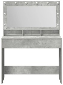 LED-es sminkasztal Beton Szürke 100x41x135 cm