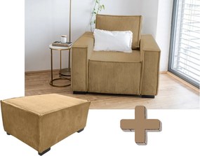 Kialakítás SMART SET fotel lábtartóval, mustárszínű