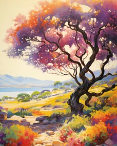 Poszter 40x50cm Színes alkonyat a völgy felett