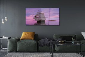 Üvegképek Lila ég hajó tengeren 125x50 cm