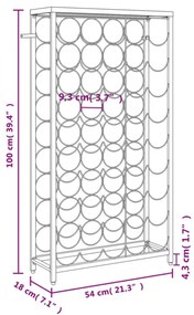 fekete kovácsoltvas bortartó 45 palackhoz 54 x 18 x 100 cm