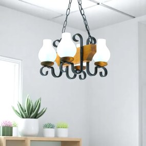 Brilagi - Csillár láncon QUEEN 4xE14/40W/230V bükkfa