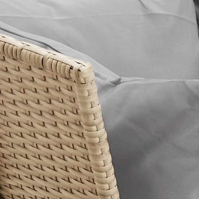 bézs polyrattan kerti kanapé párnával