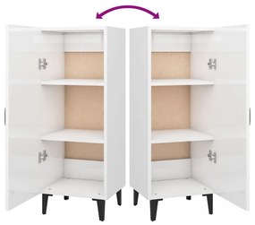 magasfényű fehér szerelt fa tálalószekrény 34,5 x 34 x 90 cm