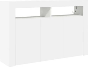 vidaXL Széf LED -es lámpákkal Fehér 116 x 30 x 75 cm Faanyag
