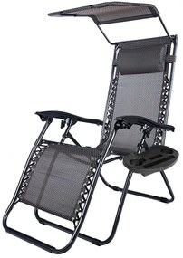 Zéró gravitáció szék napellenzővel és pohártartóval 2 db, több színben-fekete