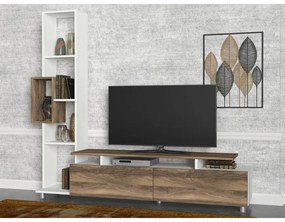 TV szekrény Tulip - White, Walnut
