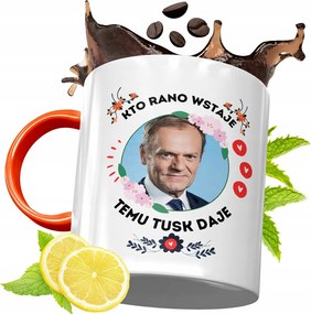 Donald Tusk Narancssárga Bögre Ajándék, fényképes nyomattal