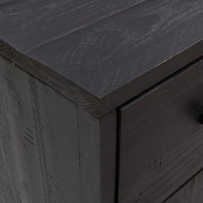 fekete tömör újrahasznosított fenyő tálalószekrény 110x35x70cm