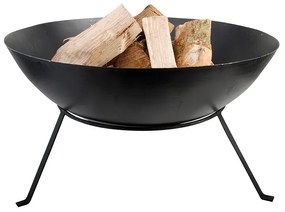 Fém tűzrakó tál állvánnyal, fekete, 59 cm átmérőjű