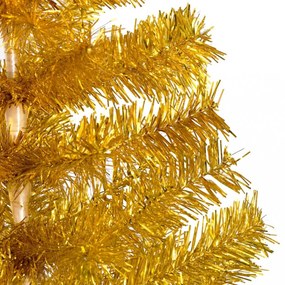 aranyszínű PET megvilágított műkarácsonyfa gömb szettel 120 cm