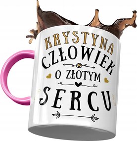 Rózsaszín Bögre Krisztina Barátnőnek Ajándék Nyomtatott Fotóval