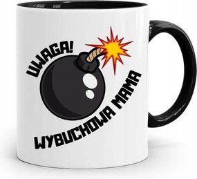 Bögre Fekete Ajándék Anyukáknak Robbanó Figyelem Anya fényképes nyomtatással