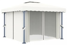 krémfehér alumíniumpavilon függönnyel 3 x 3 m