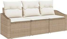 vidaXL Kerti Kanapé Szett párnával 3 pcs Beige és Fehér polirattan