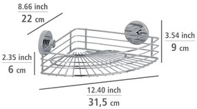 WENKO 20887100 - VACUUM-LOC kerek acél polc, 31x22,5 cm, fényes króm