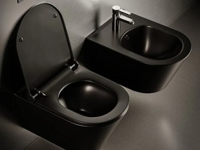 CeraStyle IBIZA fali WC - MATT FEKETE - BEÉPÍTETT bidé funkcióval - perem nélküli - 51 cm
