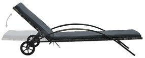 Antracitszürke polyrattan napozóágyak asztallal