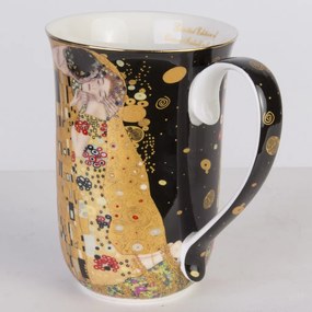 Porcelán 400ml barna-fekete füles bögre díszdobozban Gustav Klimt: A csók