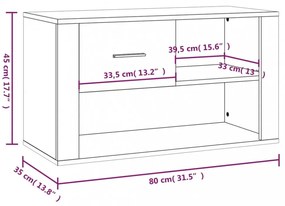 betonszürke szerelt fa cipőszekrény 80x35x45 cm