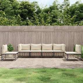 6 részes antracitszürke polyrattan kerti ülőgarnitúra párnákkal