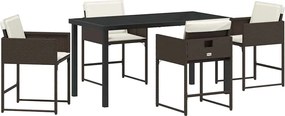 vidaXL Kert étkező szett 5 pcs Barna polirattan