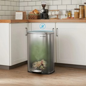 TIDY szemetes lassú záródással, 50 l, ezüst SongmicsHome