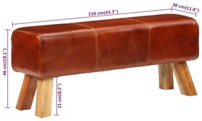 barna valódi bőr és tömör mangófa tornapad 110 cm