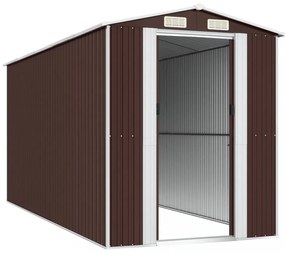 sötétbarna horganyzott acél kerti fészer 192 x 440 x 223 cm