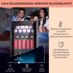 Klarstein Beercave 70, hűtőszekrény, 70 liter, 3 polc, háromszorosan szigetelt üvegajtó, érintős