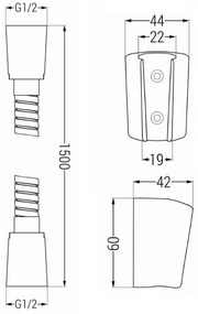 Mexen tartozékok - 1 pontos kézizuhany készlet R-62, grafit, 785626052-66