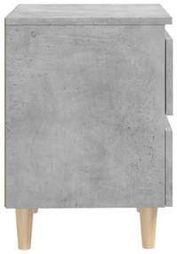 Betonszürke éjjeliszekrény tömör fenyőfa lábakkal 40x35x50 cm