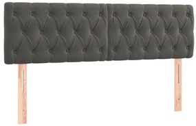 sötétszürke bársony LED-es fejtámla 160 x 7 x 78/88 cm