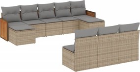 vidaXL 10 részes bézs polyrattan kerti ülőgarnitúra párnával