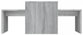 szürke sonoma színű szerelt fa dohányzóasztalszett 100x48x40 cm