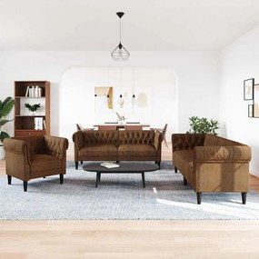Kanapé Szett 3 pcs Barna 201.5 x 74.5 x 74.5 cm szövet