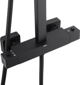 Erga Goba, zuhanygarnitúra termosztát elemmel és esőfejjel 25x25cm, fekete matt, ERG-YKA-BP.GOBA-THERM-25-BLK