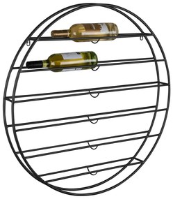 Fekete fali fém bortartó polcos állvány, palackok száma 12 80x80x9 cm Redondo – PT LIVING