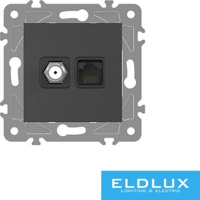 ELDGROUND SAT (13db) + RJ45 Cat.5e UTP aljzat Fekete
