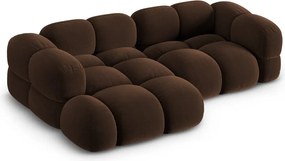 Sötétbarna bársony sarokkanapé (bal oldali-heverő résszel) Loretto – Cosmopolitan Design