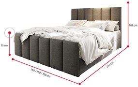 MAGO kárpitozott boxspring ágy + topper, 180x200, sawana 05