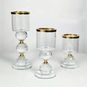 3 darabos aranyszínű gyertyatartó szett