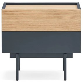 Antracitszürke-natúr színű éjjeliszekrény tölgyfa dekorral Otto – Teulat