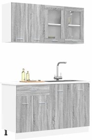 Konyhaszekrény garnitúra 4 pcs Szürke sonoma 140 x 46 x 81.5 cm