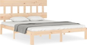 vidaXL tömör fa ágykeret fejtámlával King Size
