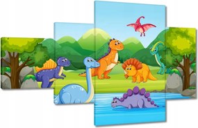 Vászonkép 130x80 Vidám dinoszaurusz csapat