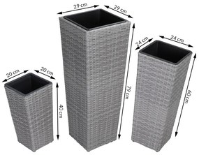 Casaria® 3 db virágcserép készlet - szürke