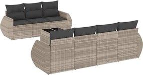 vidaXL 8 részes világosszürke polyrattan kerti ülőgarnitúra párnával